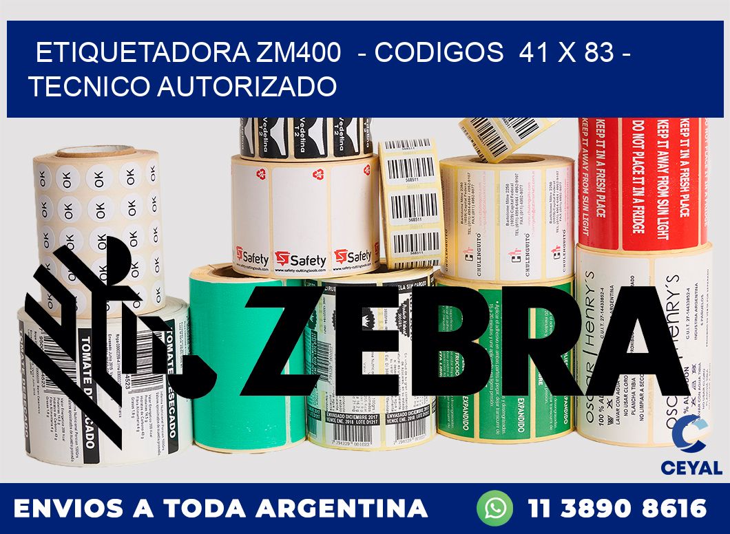ETIQUETADORA ZM400  - CODIGOS  41 x 83 - TECNICO AUTORIZADO