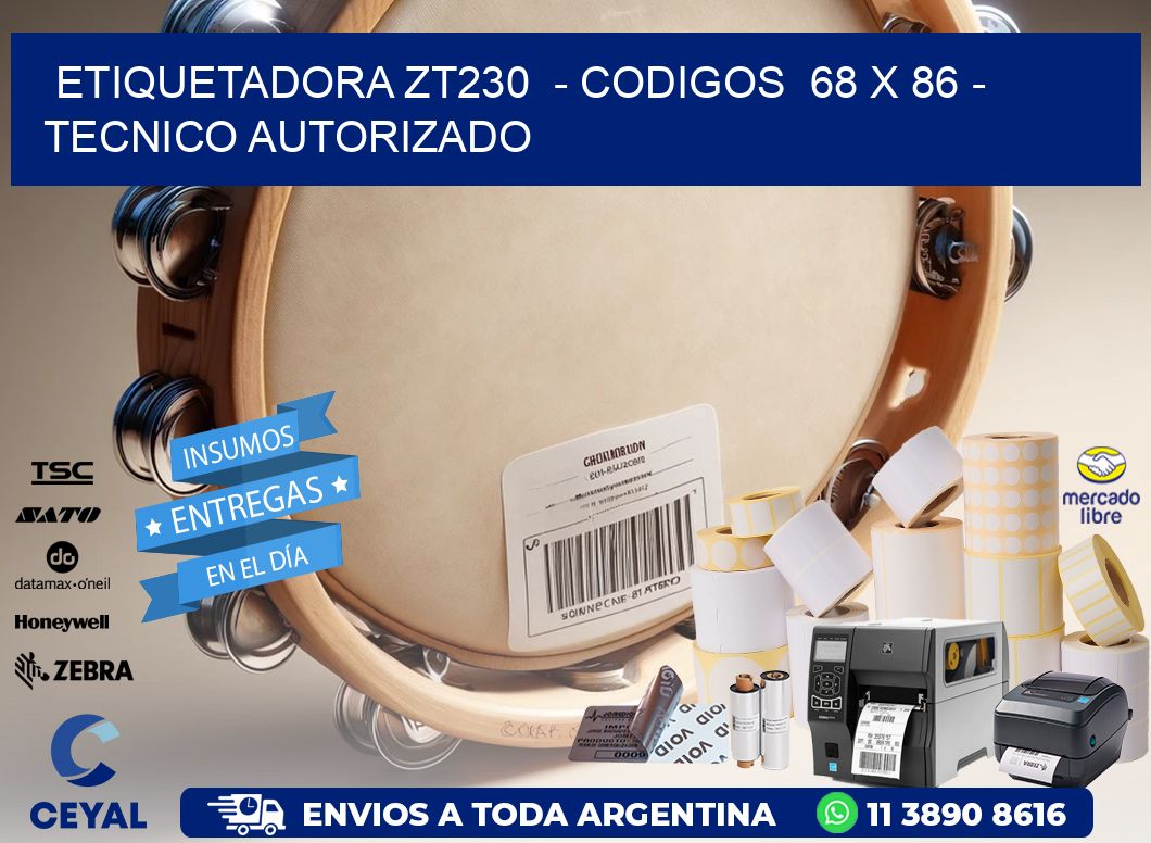 ETIQUETADORA ZT230  - CODIGOS  68 x 86 - TECNICO AUTORIZADO