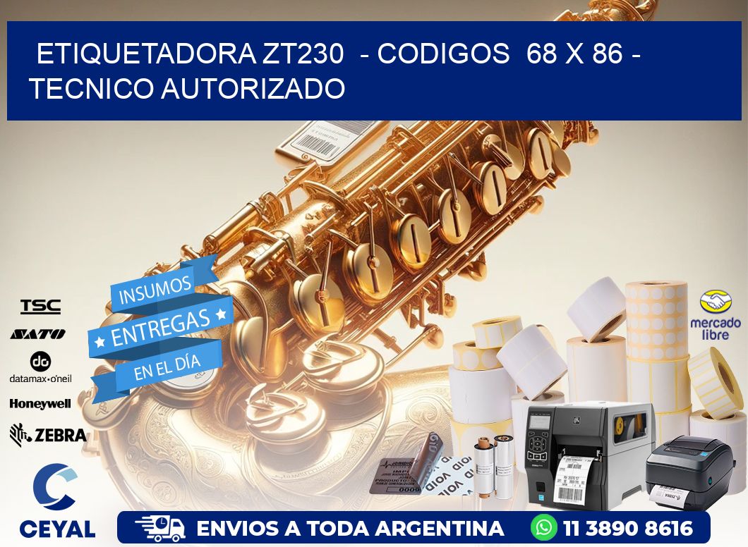 ETIQUETADORA ZT230  – CODIGOS  68 x 86 – TECNICO AUTORIZADO