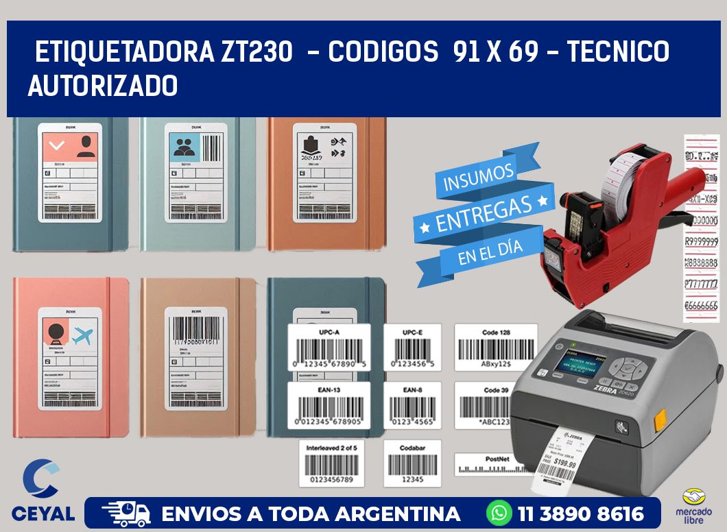 ETIQUETADORA ZT230  - CODIGOS  91 x 69 - TECNICO AUTORIZADO