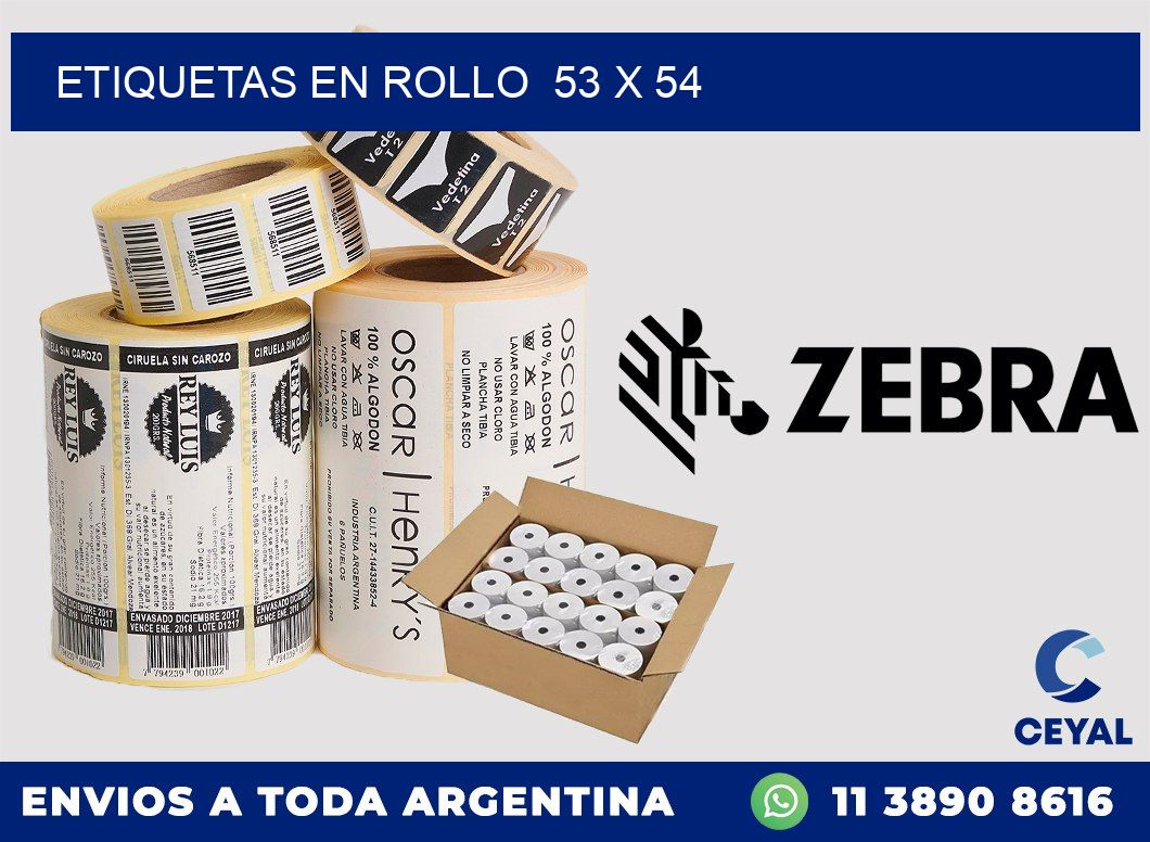 ETIQUETAS EN ROLLO  53 x 54