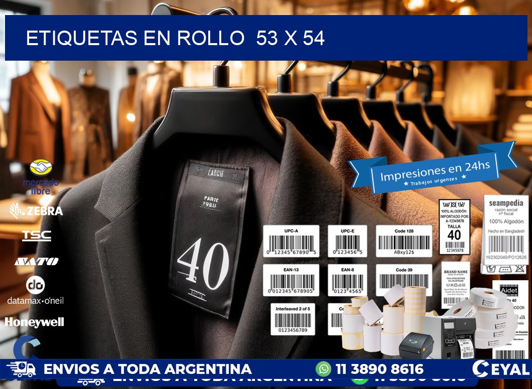 ETIQUETAS EN ROLLO  53 x 54