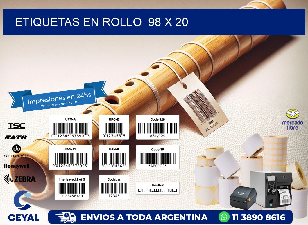 ETIQUETAS EN ROLLO  98 x 20