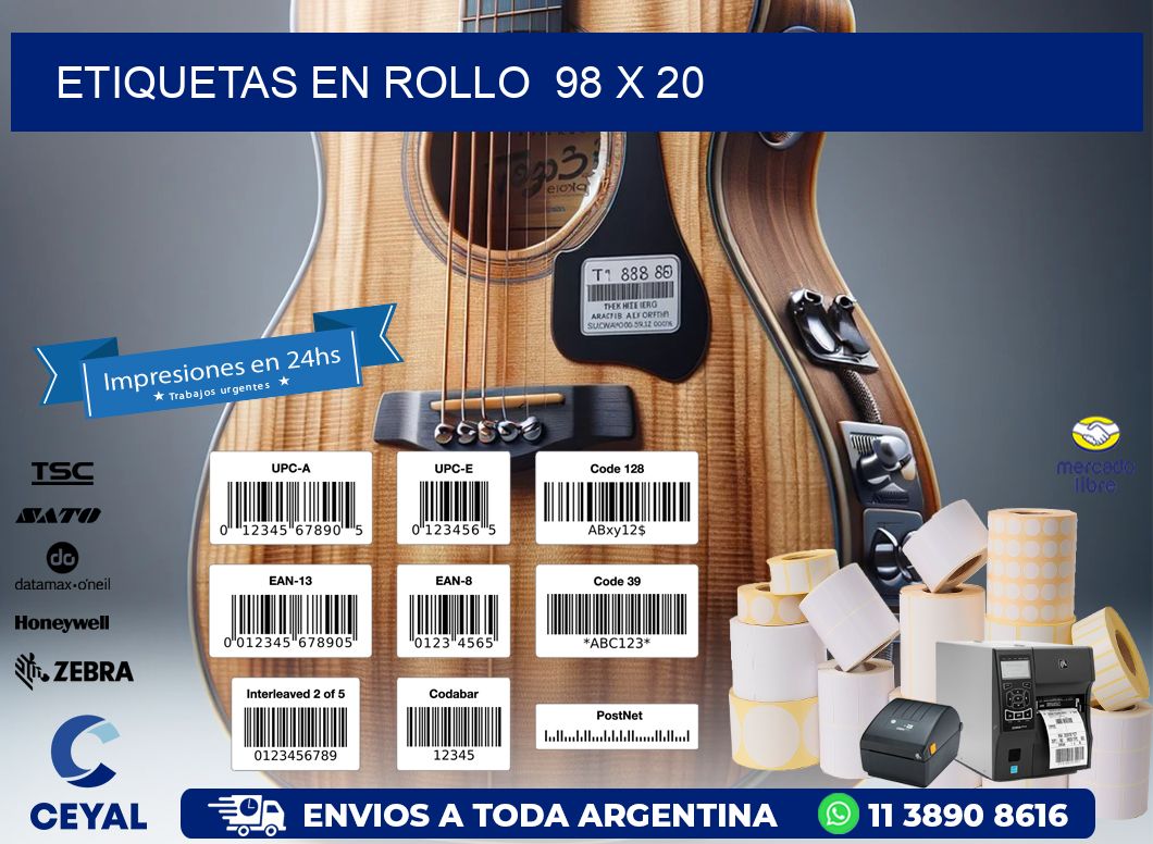 ETIQUETAS EN ROLLO  98 x 20