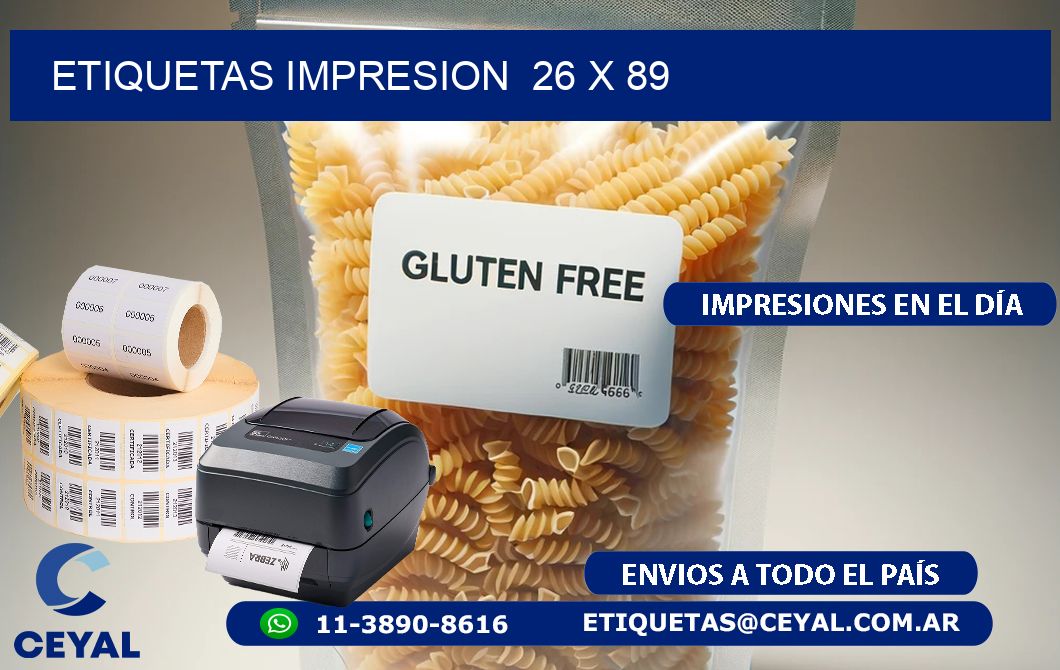 ETIQUETAS IMPRESION  26 x 89