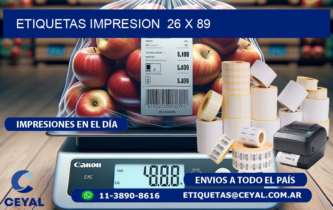 ETIQUETAS IMPRESION  26 x 89
