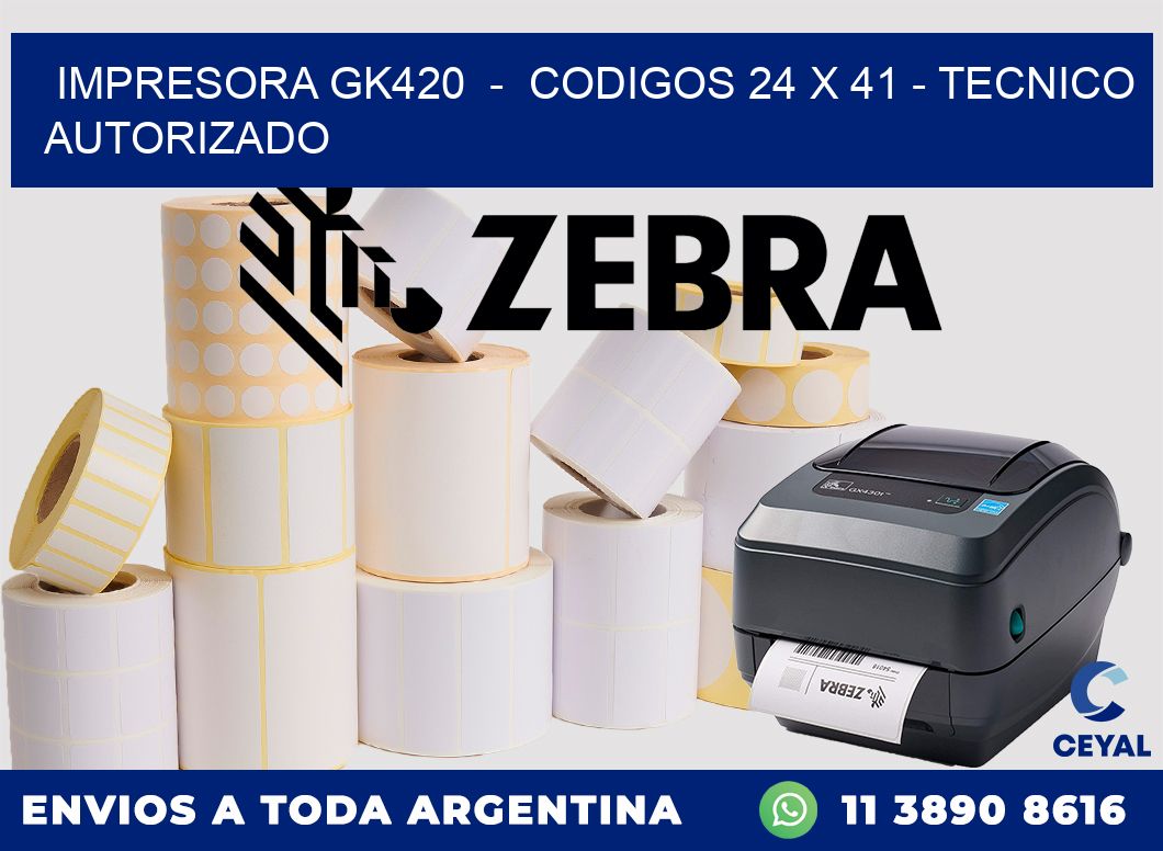 IMPRESORA GK420  -  CODIGOS 24 x 41 - TECNICO AUTORIZADO