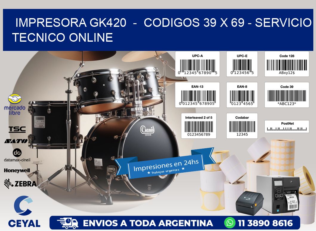 IMPRESORA GK420  -  CODIGOS 39 x 69 - SERVICIO TECNICO ONLINE