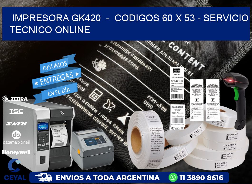 IMPRESORA GK420  -  CODIGOS 60 x 53 - SERVICIO TECNICO ONLINE