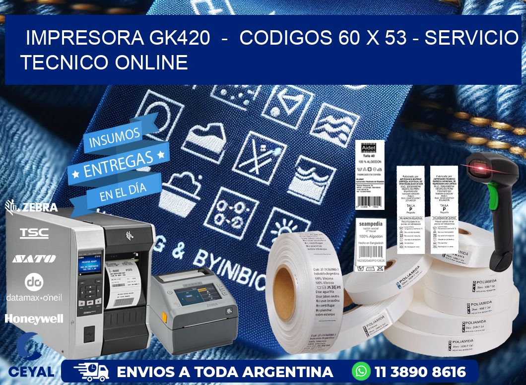 IMPRESORA GK420  -  CODIGOS 60 x 53 - SERVICIO TECNICO ONLINE