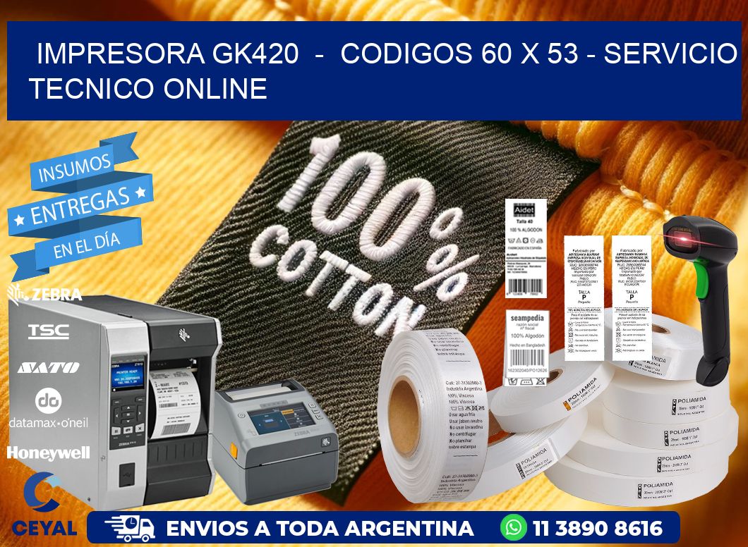 IMPRESORA GK420  -  CODIGOS 60 x 53 - SERVICIO TECNICO ONLINE