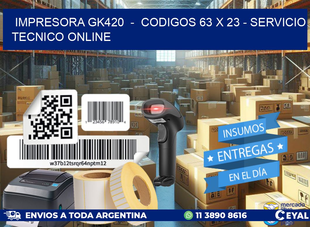 IMPRESORA GK420  -  CODIGOS 63 x 23 - SERVICIO TECNICO ONLINE