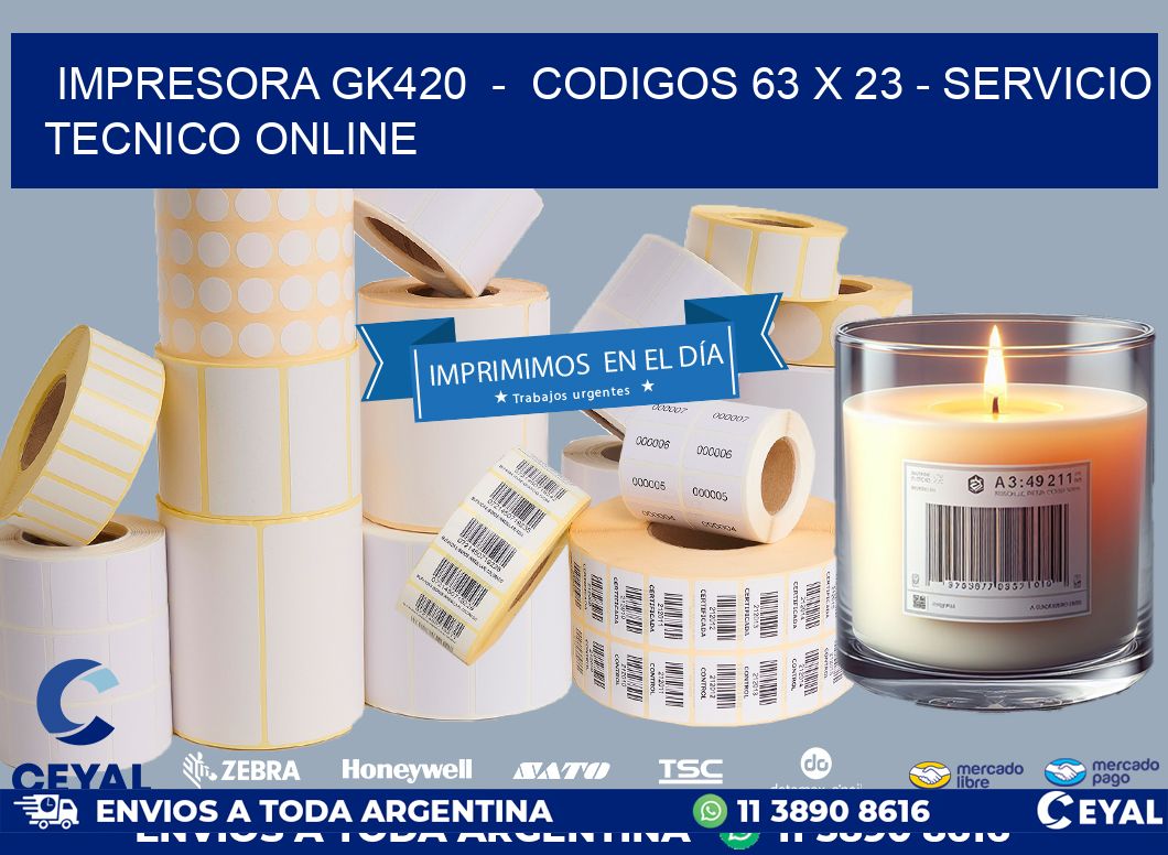 IMPRESORA GK420  –  CODIGOS 63 x 23 – SERVICIO TECNICO ONLINE