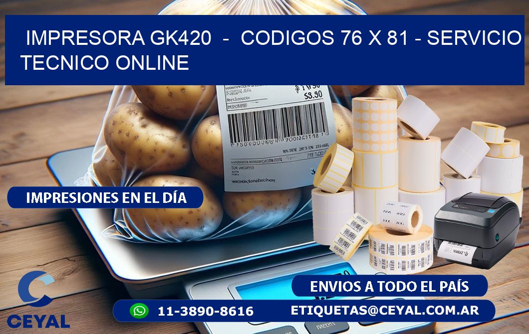 IMPRESORA GK420  -  CODIGOS 76 x 81 - SERVICIO TECNICO ONLINE