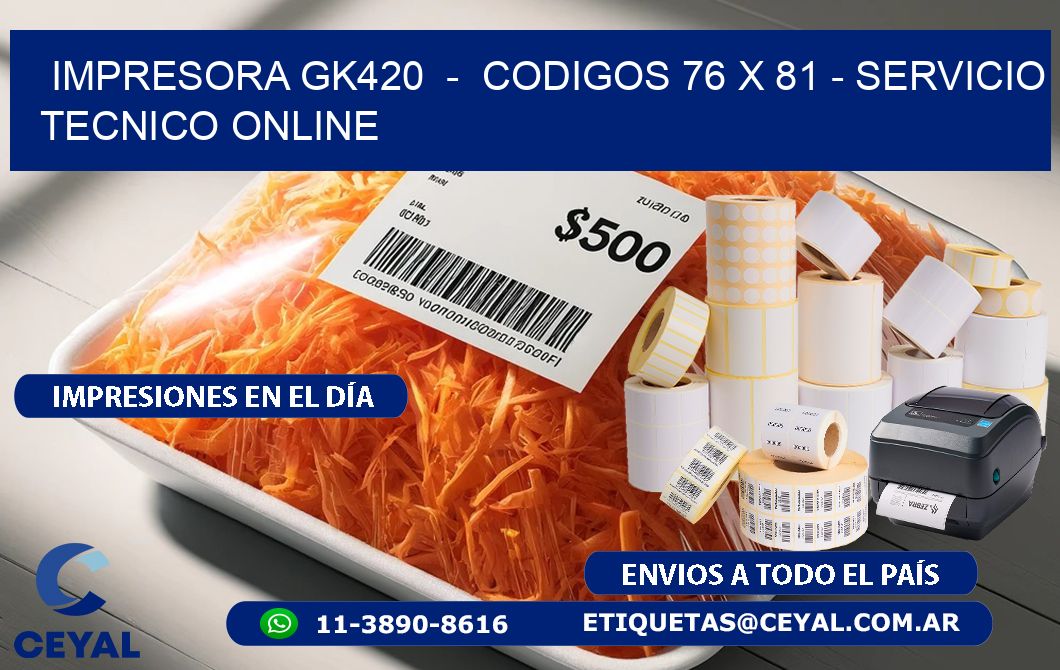 IMPRESORA GK420  -  CODIGOS 76 x 81 - SERVICIO TECNICO ONLINE