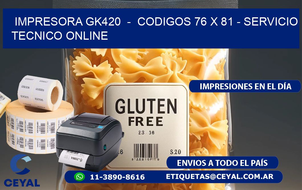 IMPRESORA GK420  –  CODIGOS 76 x 81 – SERVICIO TECNICO ONLINE