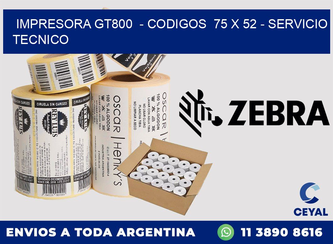 IMPRESORA GT800  - CODIGOS  75 x 52 - SERVICIO TECNICO