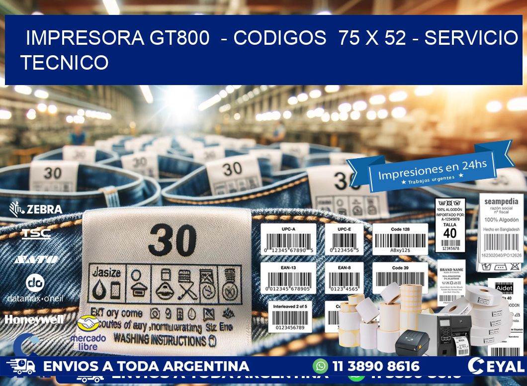 IMPRESORA GT800  – CODIGOS  75 x 52 – SERVICIO TECNICO