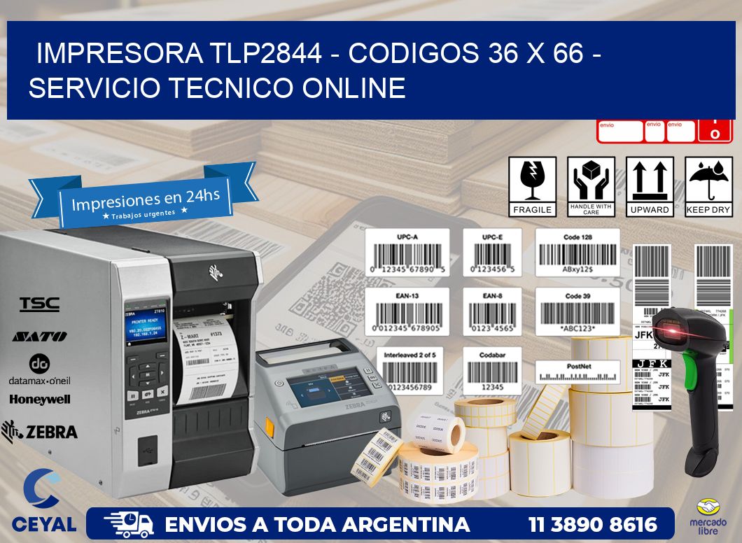 IMPRESORA TLP2844 - CODIGOS 36 x 66 - SERVICIO TECNICO ONLINE