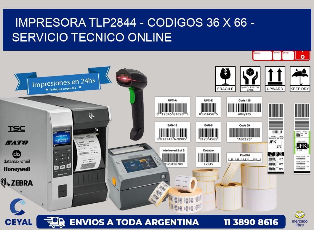 IMPRESORA TLP2844 - CODIGOS 36 x 66 - SERVICIO TECNICO ONLINE