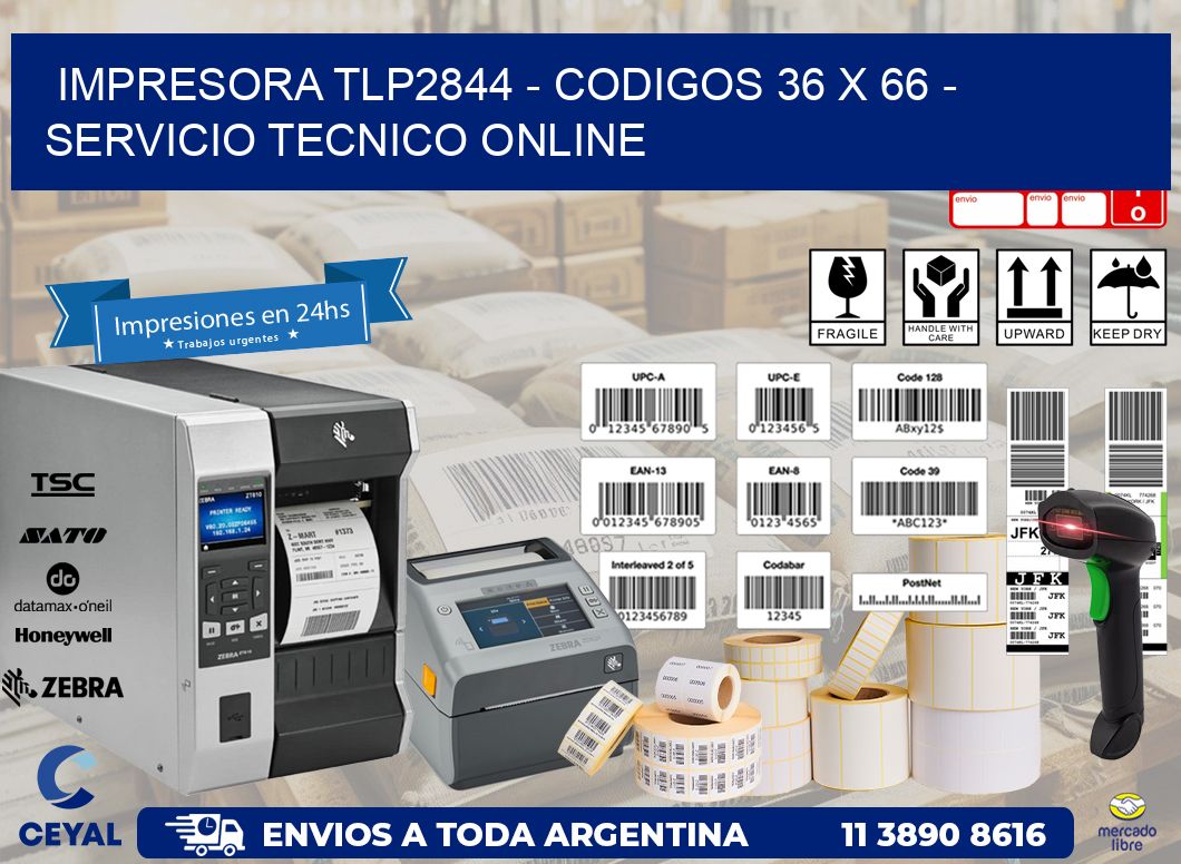 IMPRESORA TLP2844 - CODIGOS 36 x 66 - SERVICIO TECNICO ONLINE