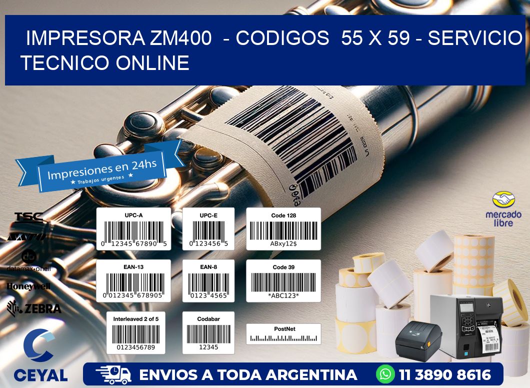 IMPRESORA ZM400  - CODIGOS  55 x 59 - SERVICIO TECNICO ONLINE