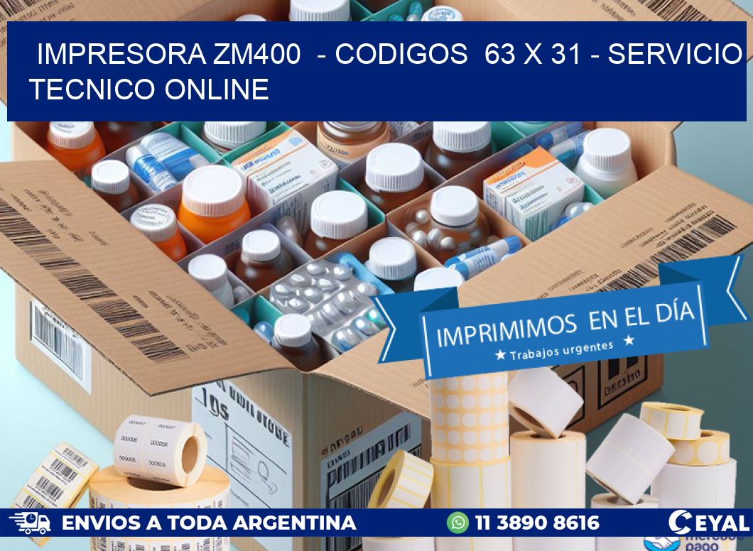 IMPRESORA ZM400  - CODIGOS  63 x 31 - SERVICIO TECNICO ONLINE