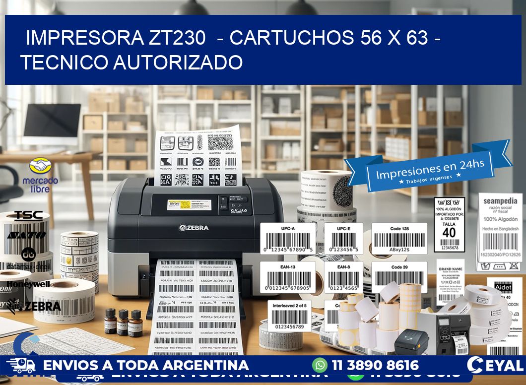 IMPRESORA ZT230  - CARTUCHOS 56 x 63 - TECNICO AUTORIZADO