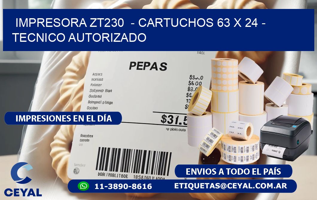 IMPRESORA ZT230  - CARTUCHOS 63 x 24 - TECNICO AUTORIZADO