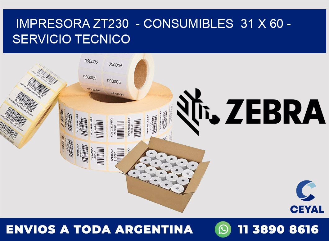 IMPRESORA ZT230  - CONSUMIBLES  31 x 60 - SERVICIO TECNICO