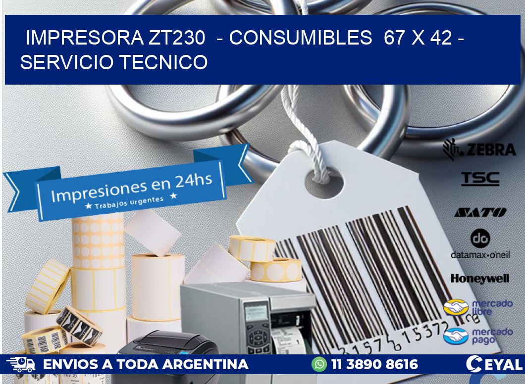 IMPRESORA ZT230  - CONSUMIBLES  67 x 42 - SERVICIO TECNICO