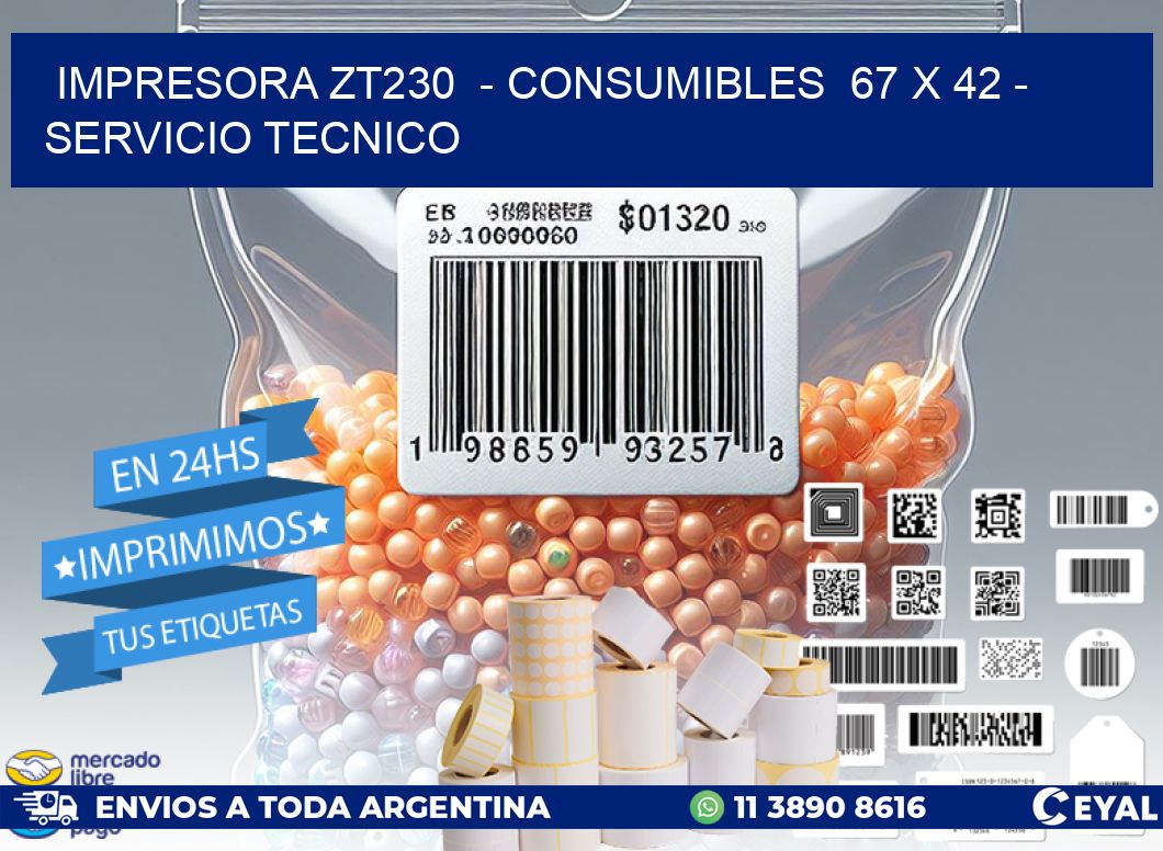 IMPRESORA ZT230  – CONSUMIBLES  67 x 42 – SERVICIO TECNICO