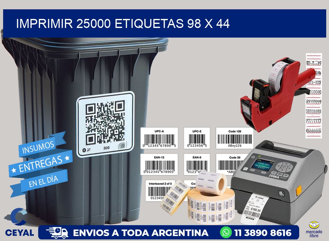 IMPRIMIR 25000 ETIQUETAS 98 x 44