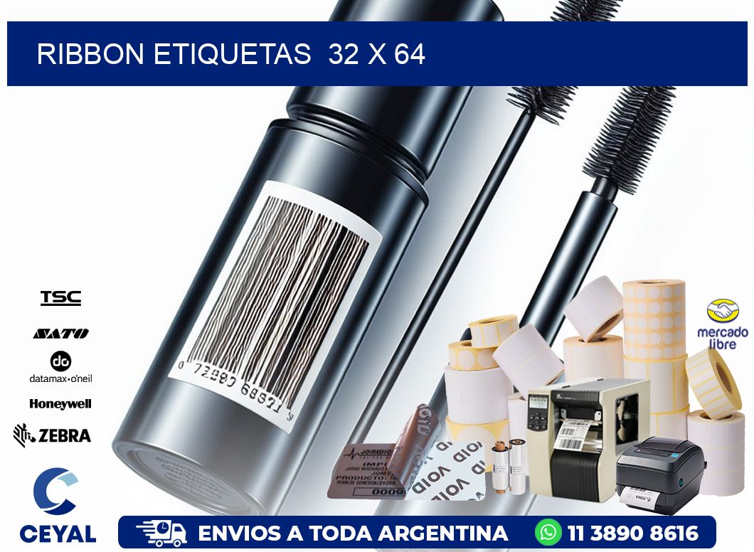 RIBBON ETIQUETAS 32 x 64