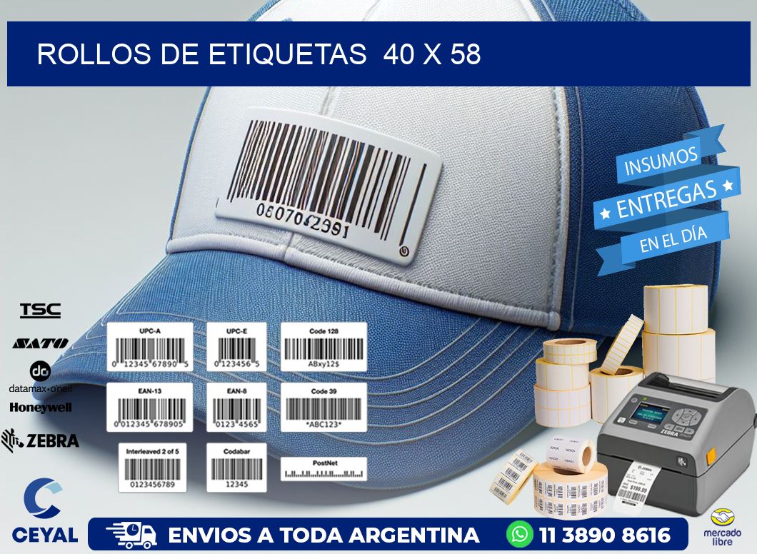 ROLLOS DE ETIQUETAS  40 x 58