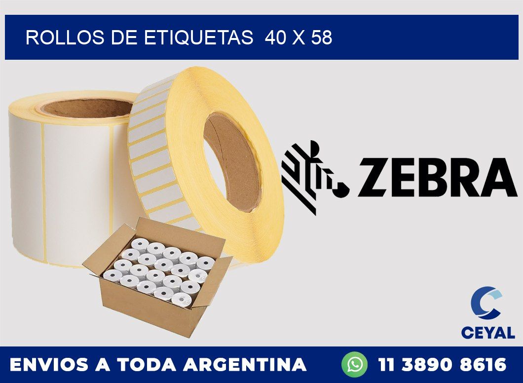 ROLLOS DE ETIQUETAS  40 x 58