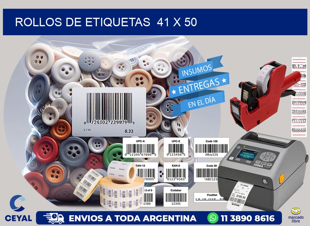 ROLLOS DE ETIQUETAS  41 x 50