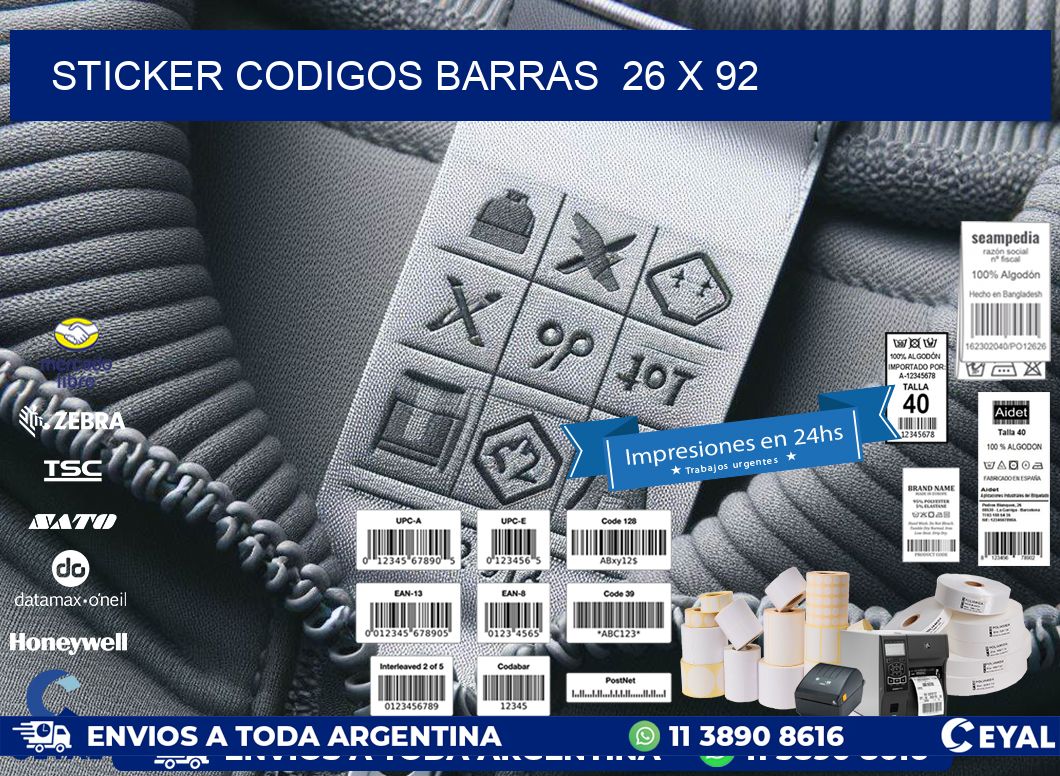 STICKER CODIGOS BARRAS  26 x 92