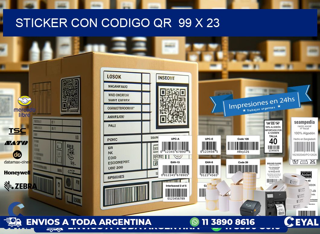 STICKER CON CODIGO QR  99 x 23
