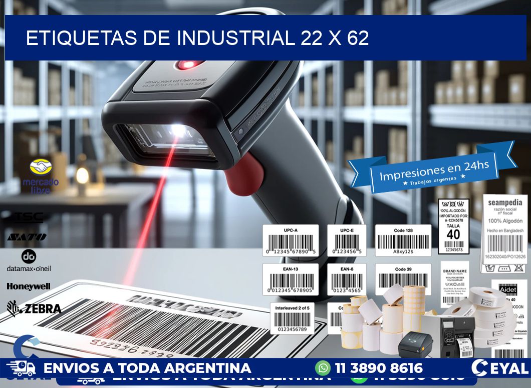 etiquetas de industrial 22 x 62