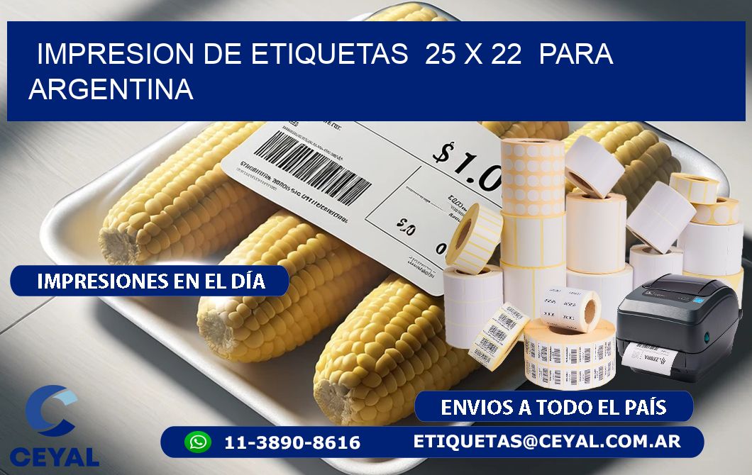 impresion de etiquetas  25 x 22  para argentina