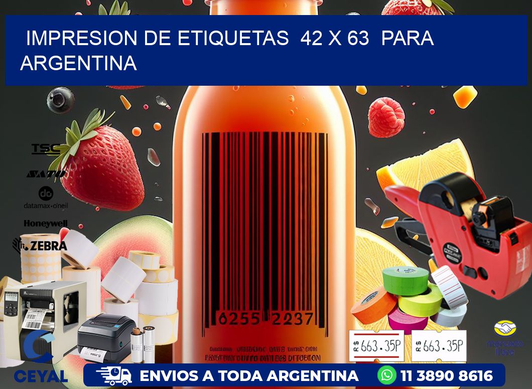 impresion de etiquetas  42 x 63  para argentina