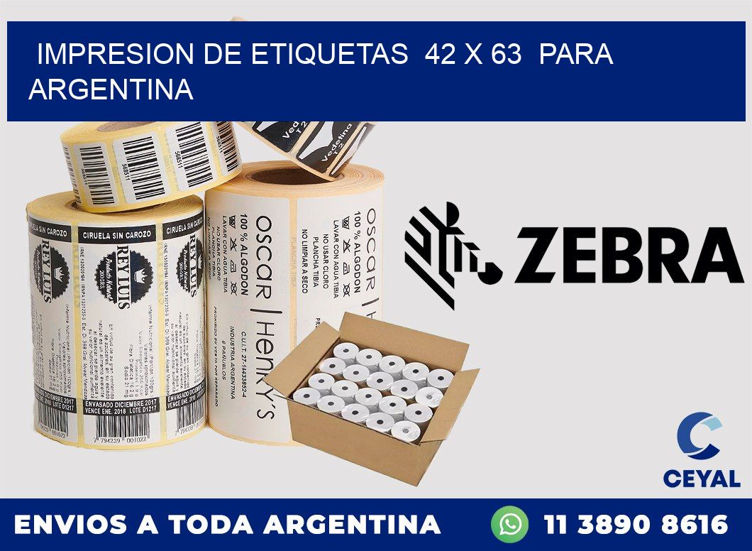 impresion de etiquetas  42 x 63  para argentina