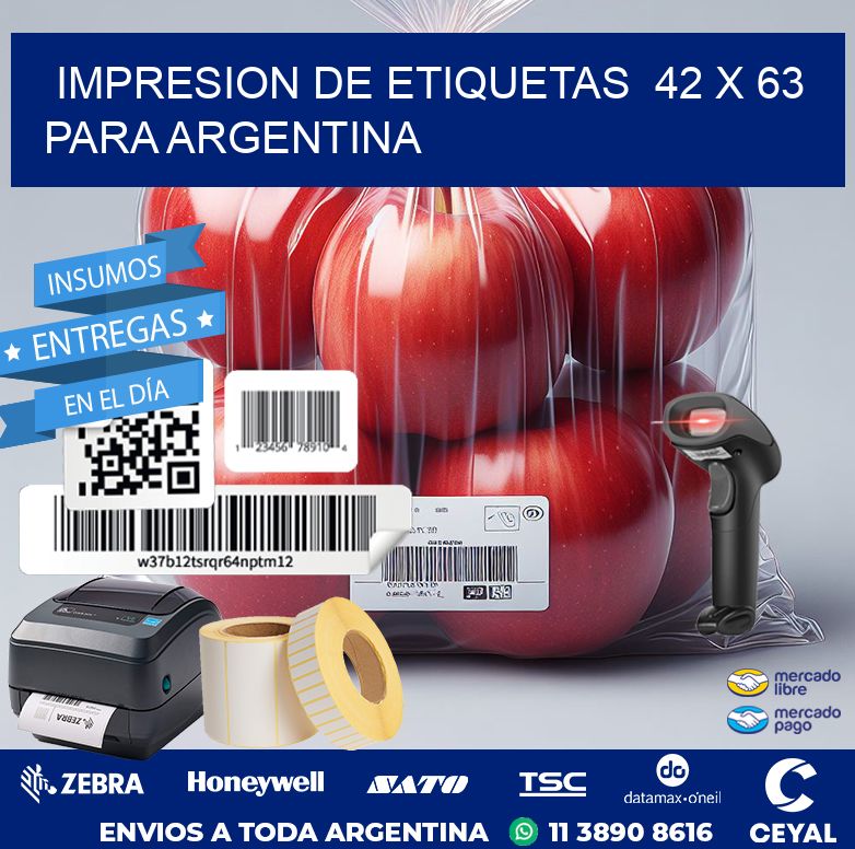 impresion de etiquetas  42 x 63  para argentina