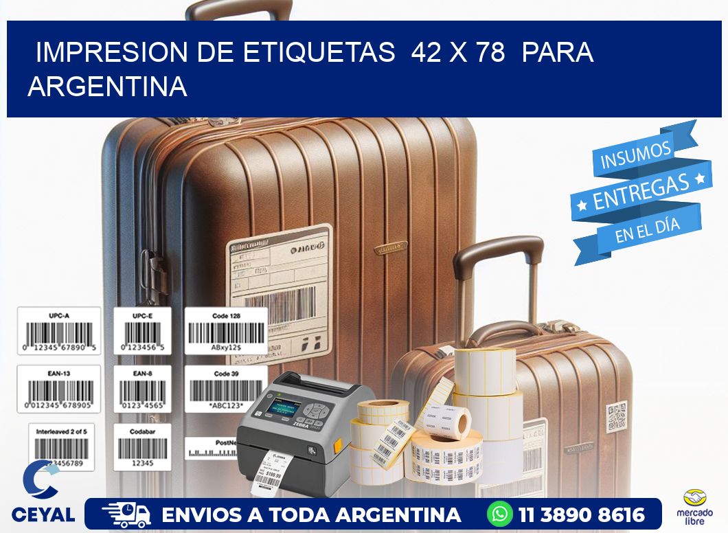 impresion de etiquetas  42 x 78  para argentina