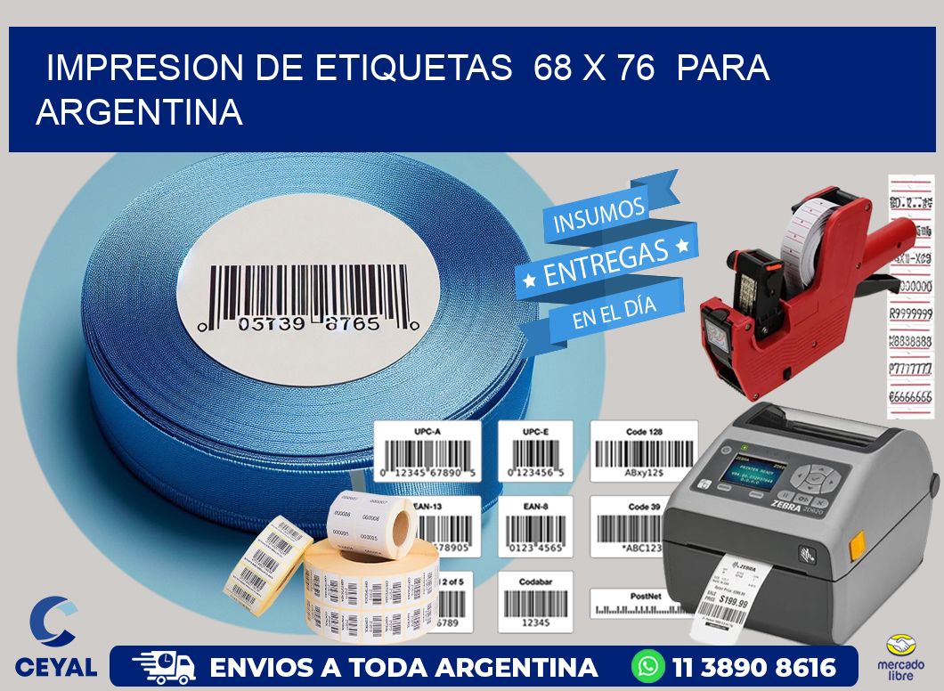 impresion de etiquetas  68 x 76  para argentina