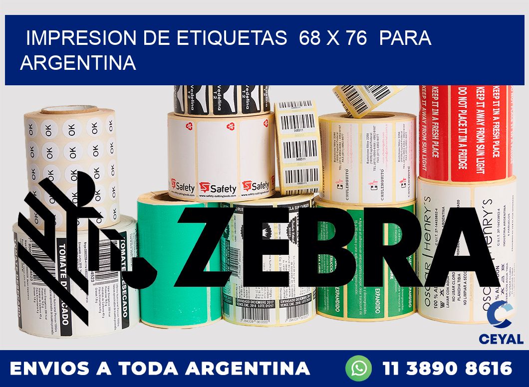 impresion de etiquetas  68 x 76  para argentina