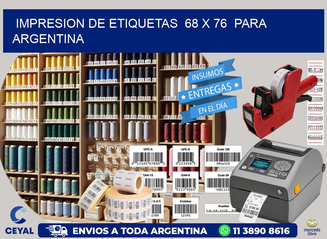 impresion de etiquetas  68 x 76  para argentina