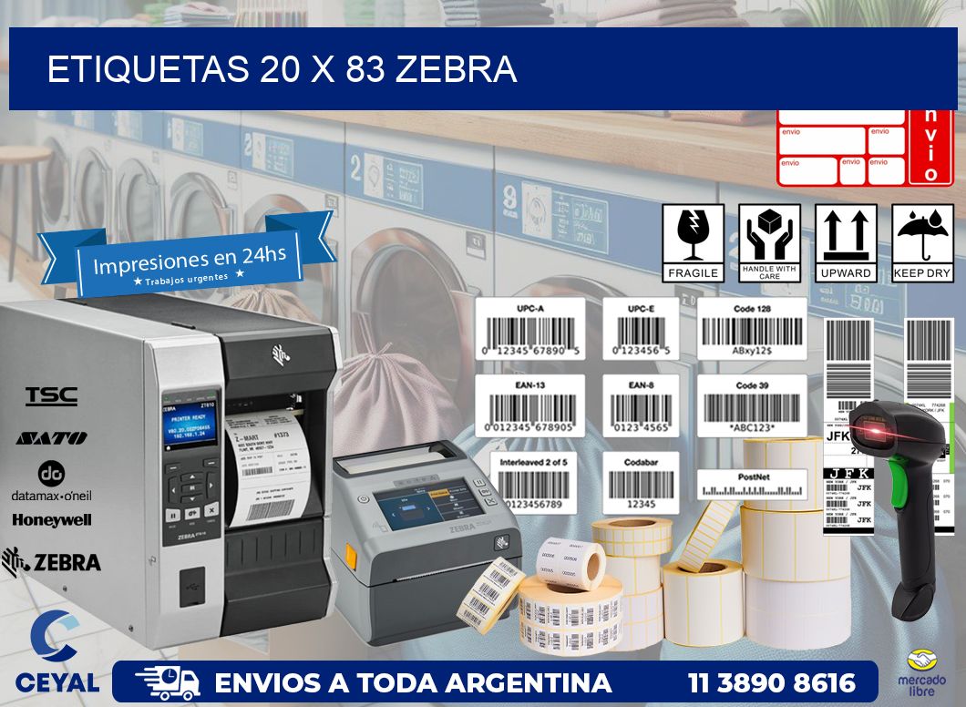 ETIQUETAS 20 x 83 ZEBRA