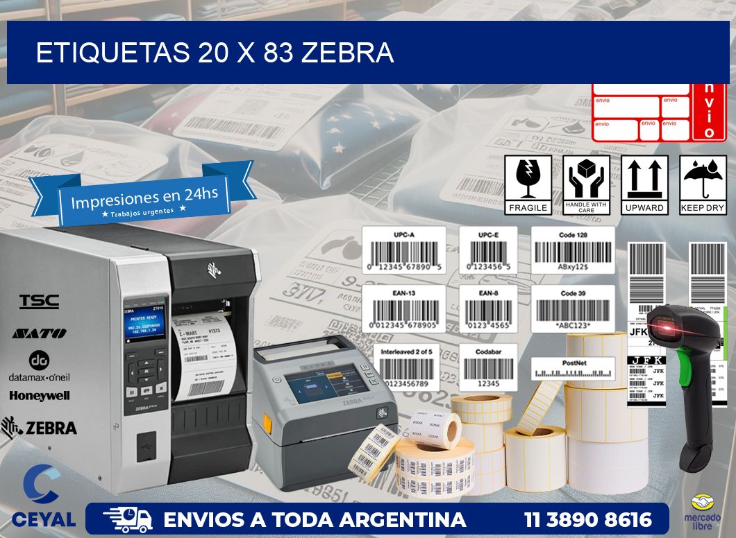 ETIQUETAS 20 x 83 ZEBRA